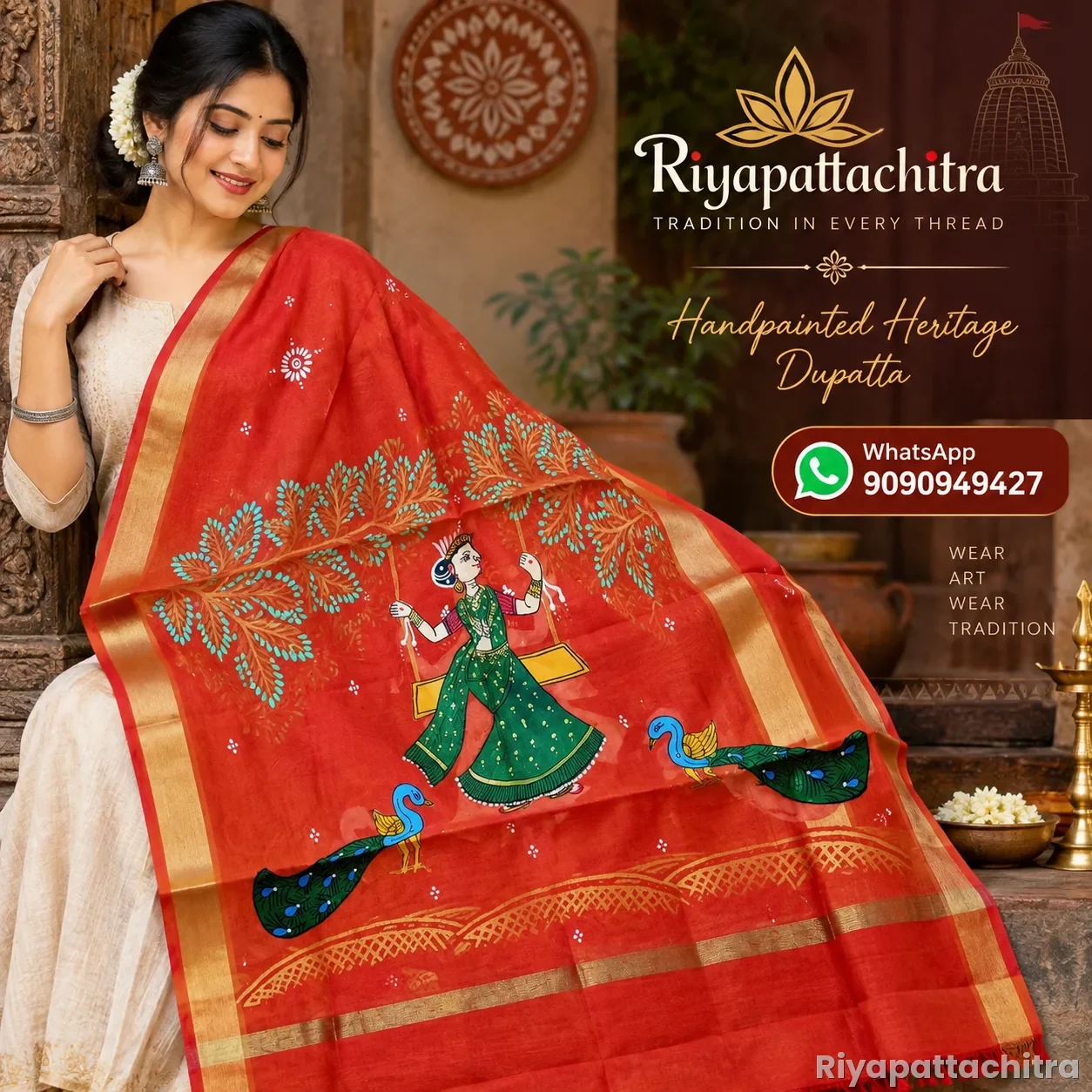 Pattachitra Silk Chandheri Dupatta  (Pre Order)
