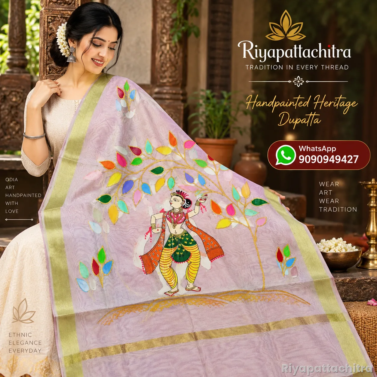 Pattachitra Silk Chandheri Dupatta  (Pre Order)