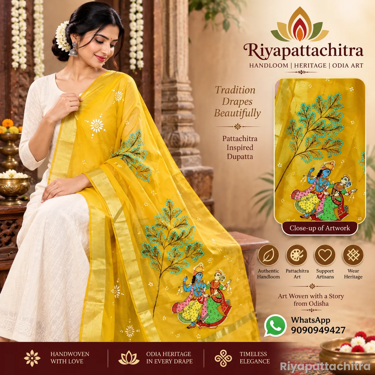 Pattachitra Silk Chandheri Dupatta  (Pre Order)