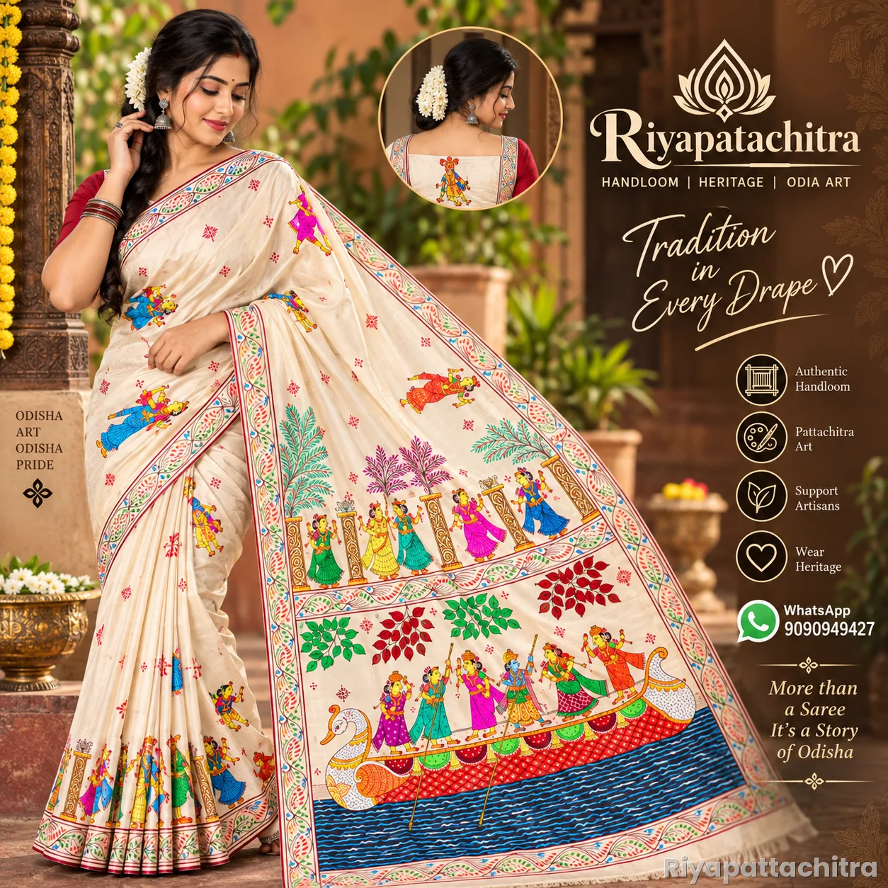 Pattachitra pure silk sarees  (Pre Order)