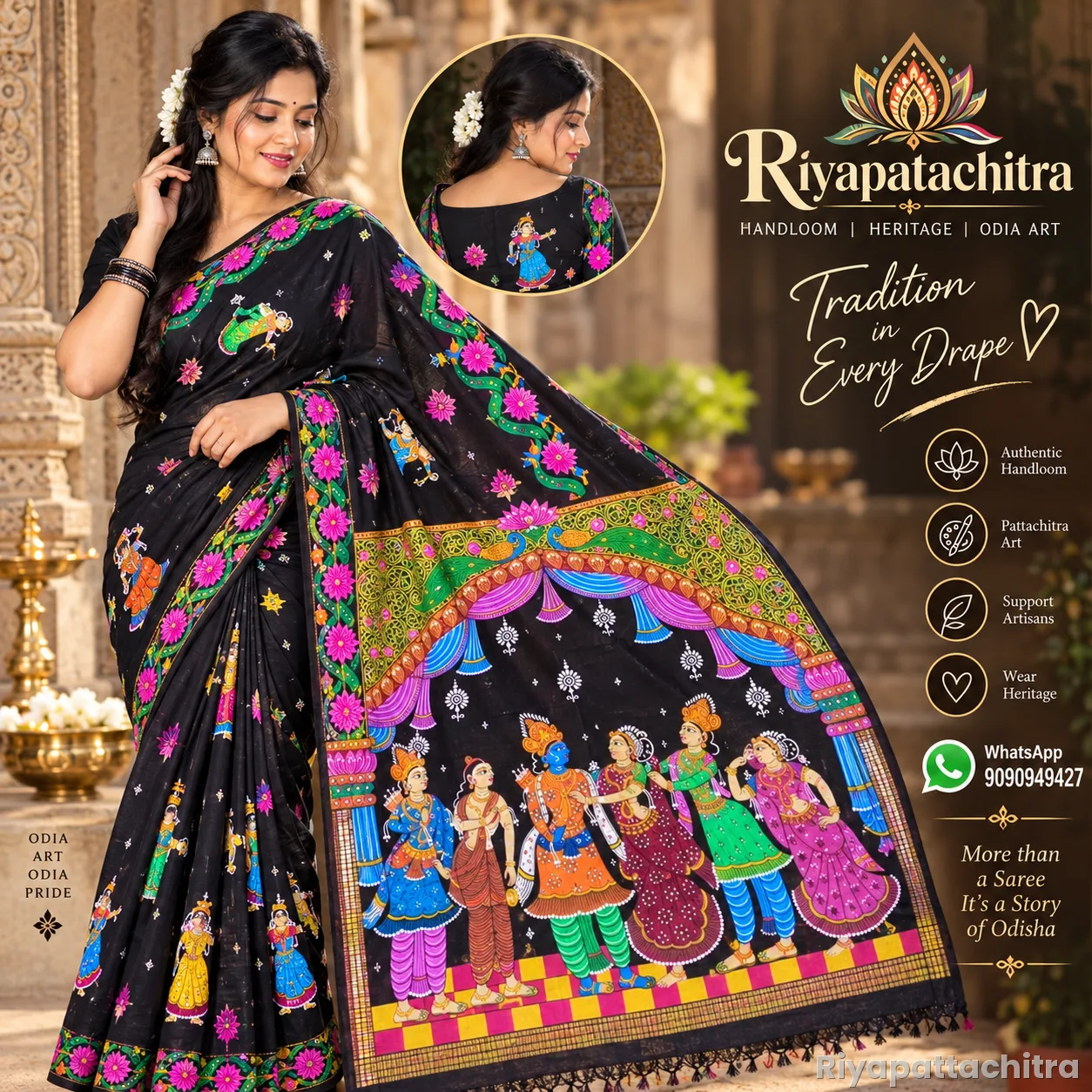 Pattachitra pure silk sarees  (Pre Order)