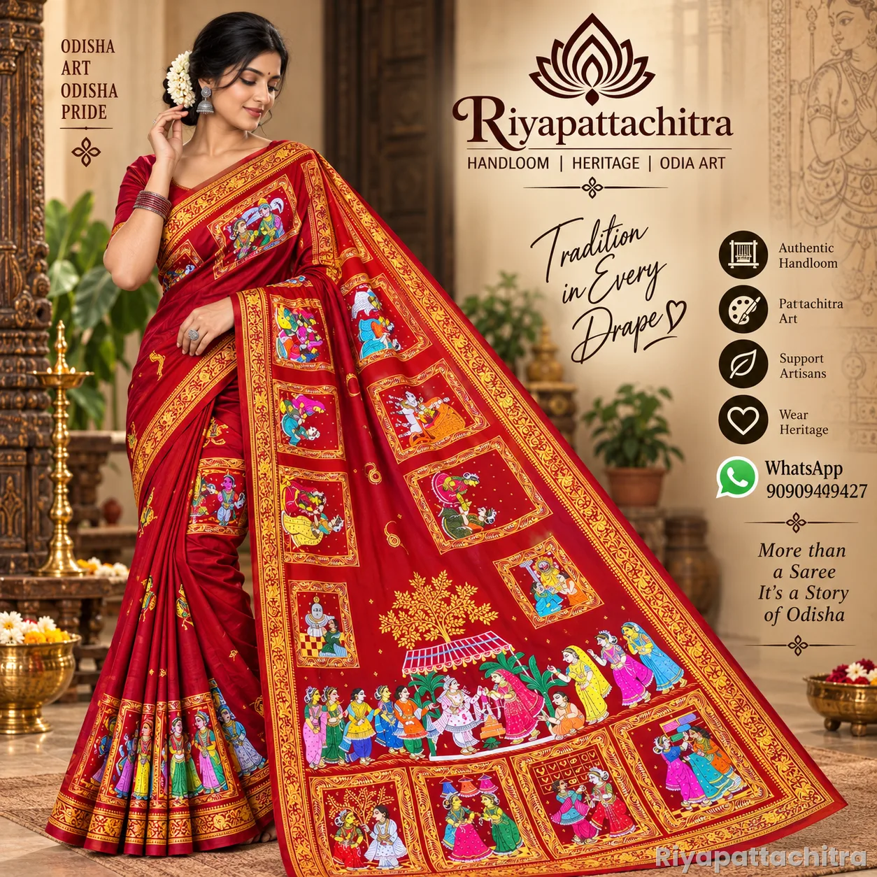 Pattachitra pure silk sarees  (Pre Order)
