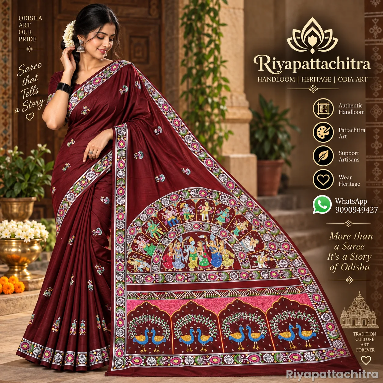 Pattachitra pure silk sarees  (Pre Order)