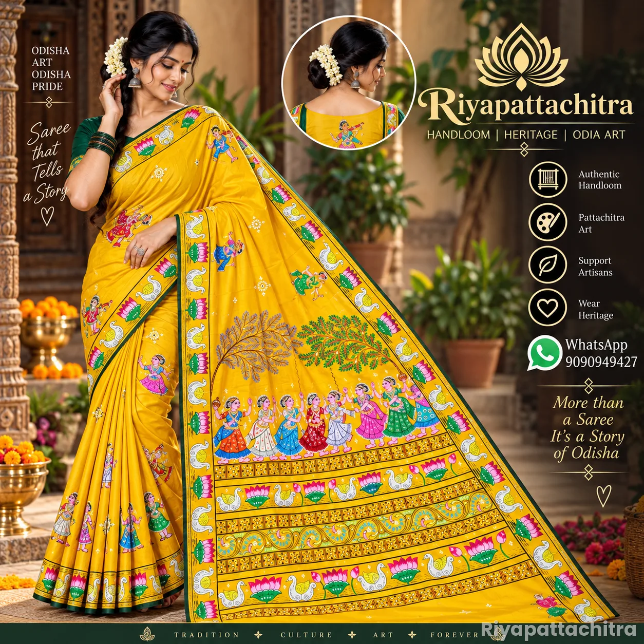 Pattachitra pure silk sarees  (Pre Order)