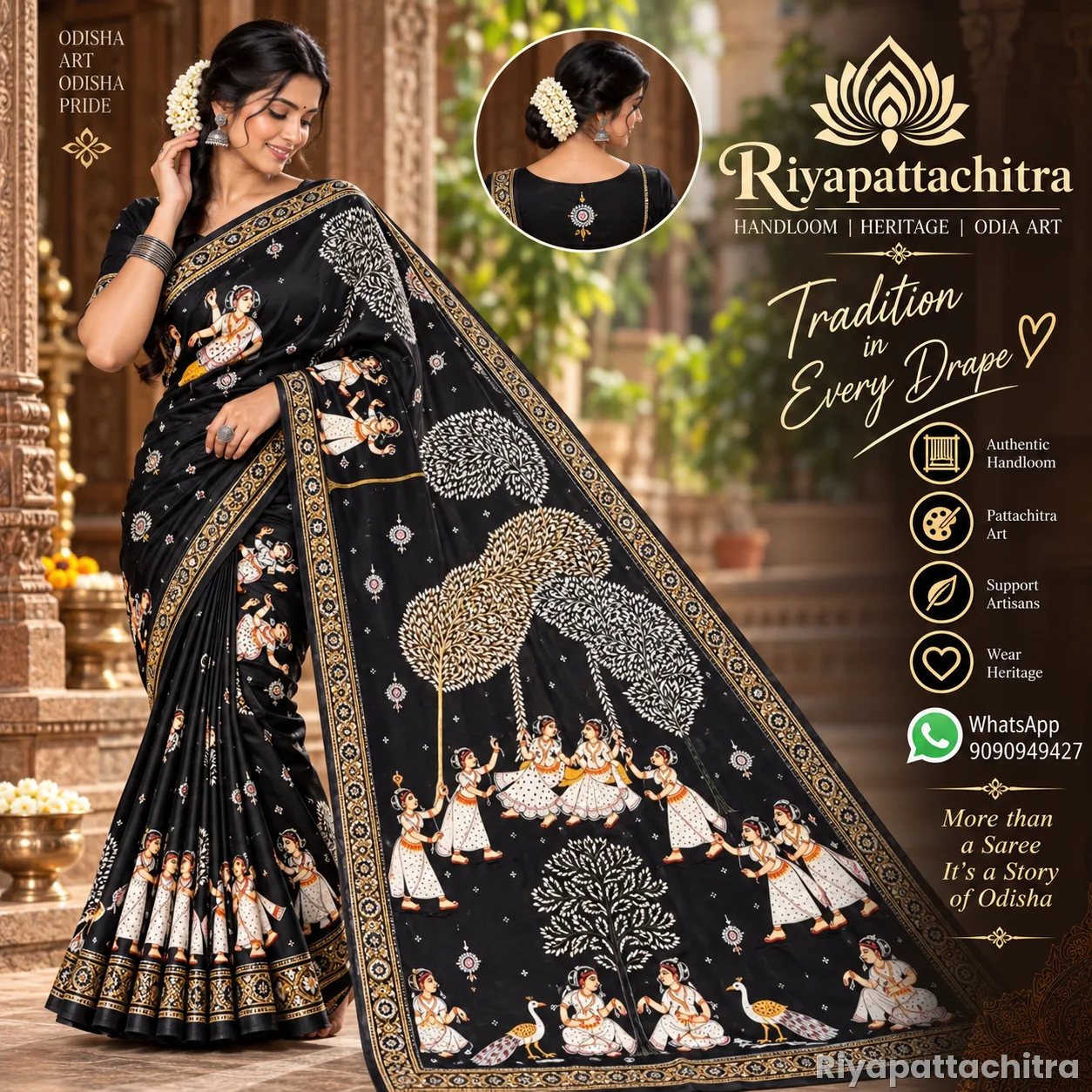 Pattachitra pure silk sarees  (Pre Order)