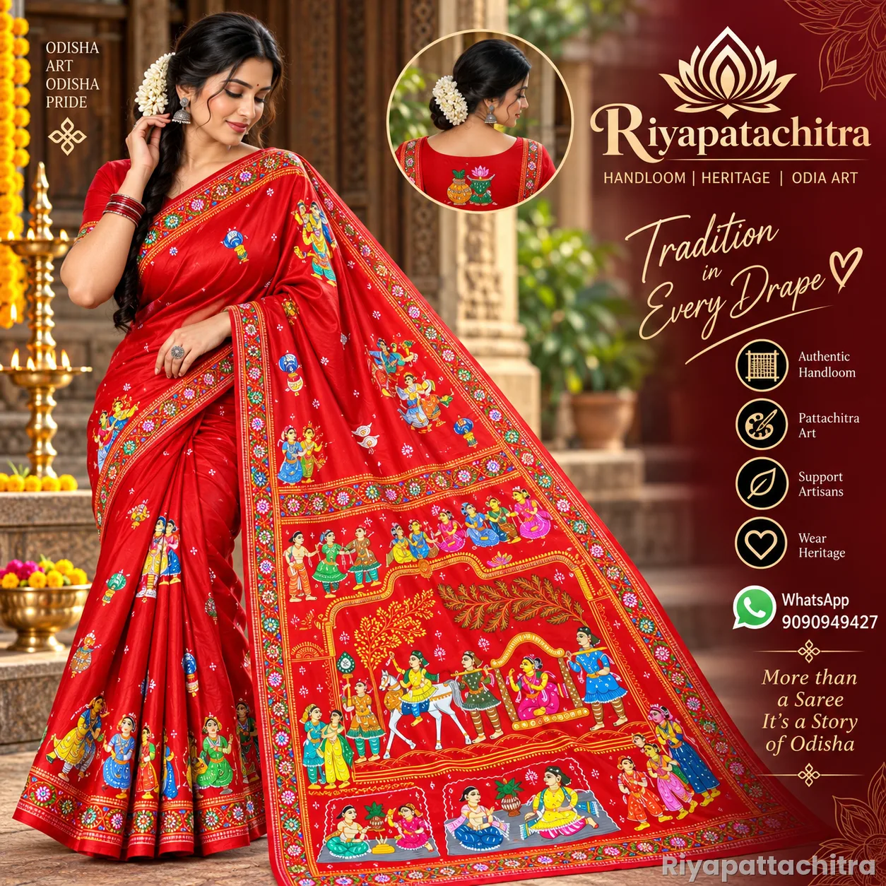Pattachitra pure silk sarees  (Pre Order)
