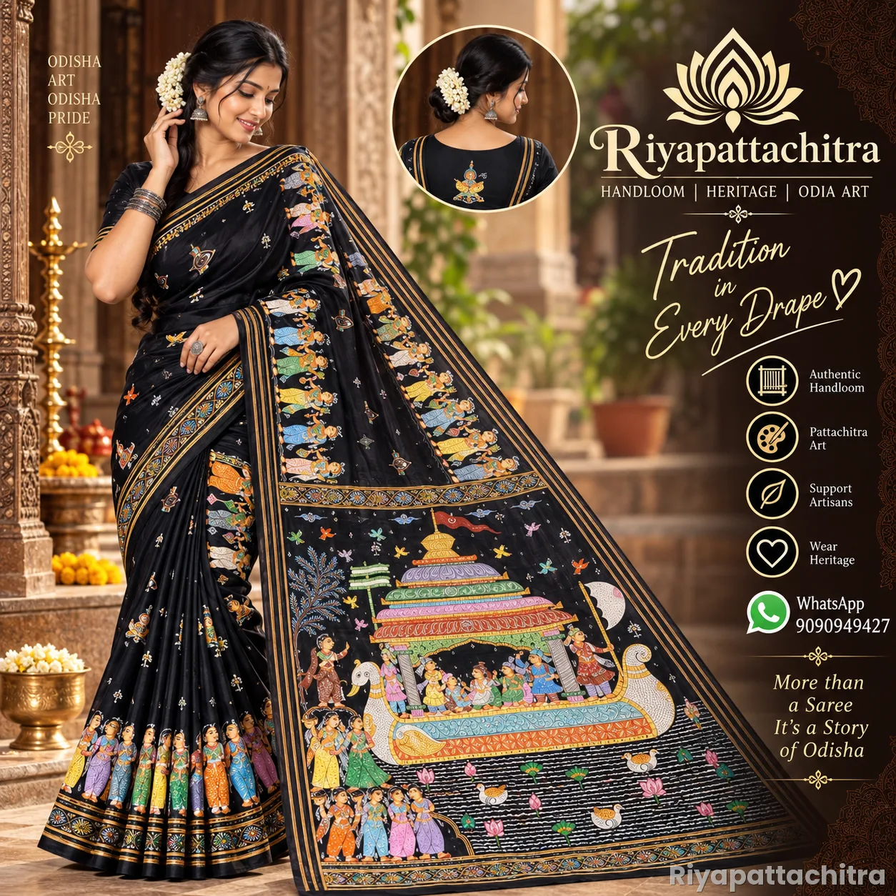 Pattachitra pure silk sarees  (Pre Order)